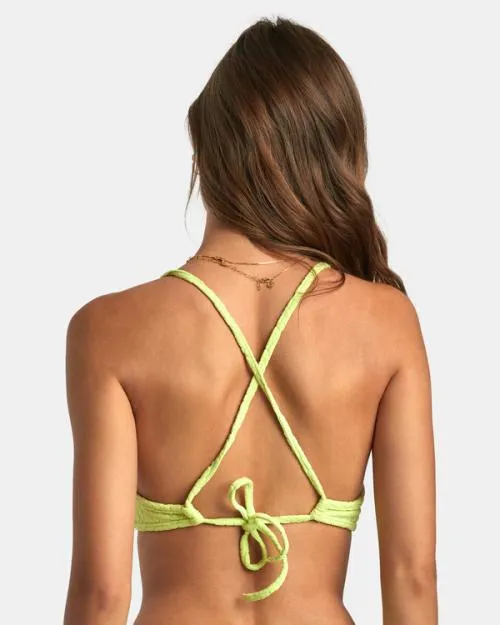 Rvca Dolly Crossback Triangle Bikini Top Daiquiri Green Women Bikini Tops