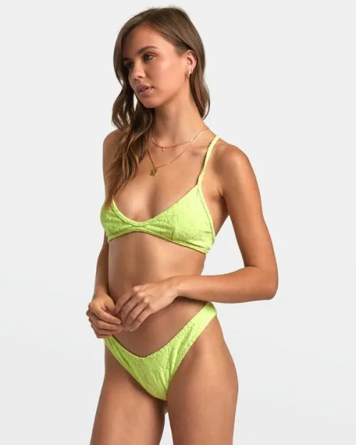 Rvca Dolly Crossback Triangle Bikini Top Daiquiri Green Women Bikini Tops