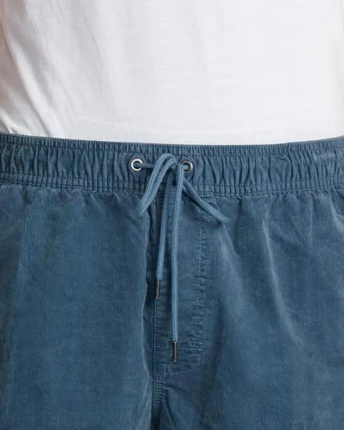 Rvca Escape Elastic Waist Corduroy Shorts 17 Light Duck Blue Men Shorts and Hybrids