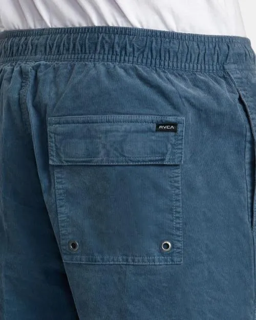 Rvca Escape Elastic Waist Corduroy Shorts 17 Light Duck Blue Men Shorts and Hybrids