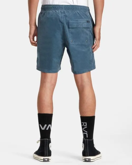 Rvca Escape Elastic Waist Corduroy Shorts 17 Light Duck Blue Men Shorts and Hybrids