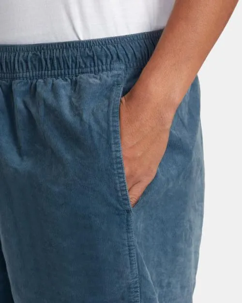 Rvca Escape Elastic Waist Corduroy Shorts 17 Light Duck Blue Men Shorts and Hybrids