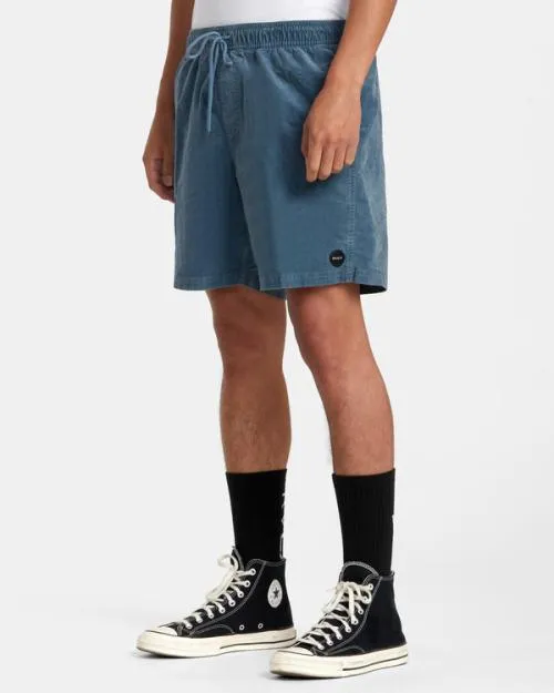 Rvca Escape Elastic Waist Corduroy Shorts 17 Light Duck Blue Men Shorts and Hybrids