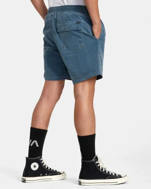 Rvca Escape Elastic Waist Corduroy Shorts 17 Light Duck Blue Men Shorts and Hybrids