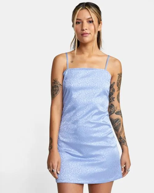 Rvca Explorer Tank Dress Grey Purple Women Dresses and Rompers