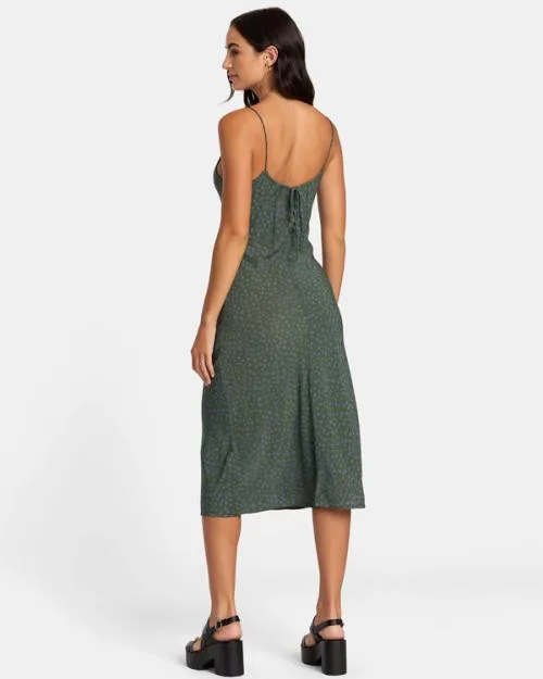 Rvca Maiden Midi Dress Leaf Women Dresses and Rompers