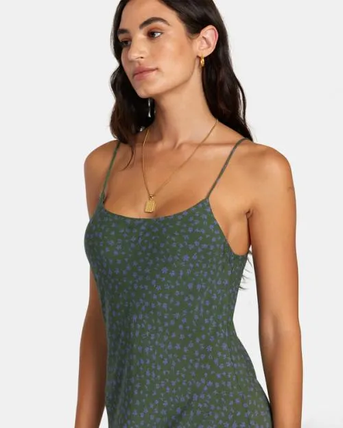 Rvca Maiden Midi Dress Leaf Women Dresses and Rompers