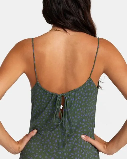 Rvca Maiden Midi Dress Leaf Women Dresses and Rompers