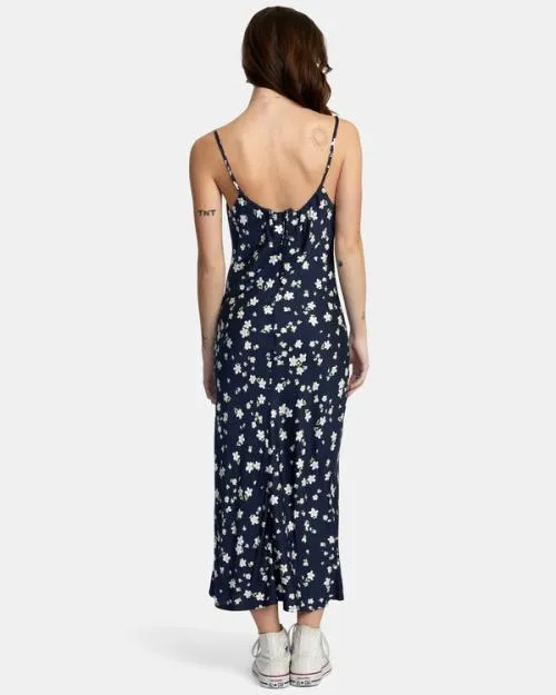 Rvca Maiden Midi Dress Moody Blue Women Dresses and Rompers