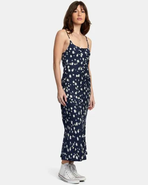 Rvca Maiden Midi Dress Moody Blue Women Dresses and Rompers