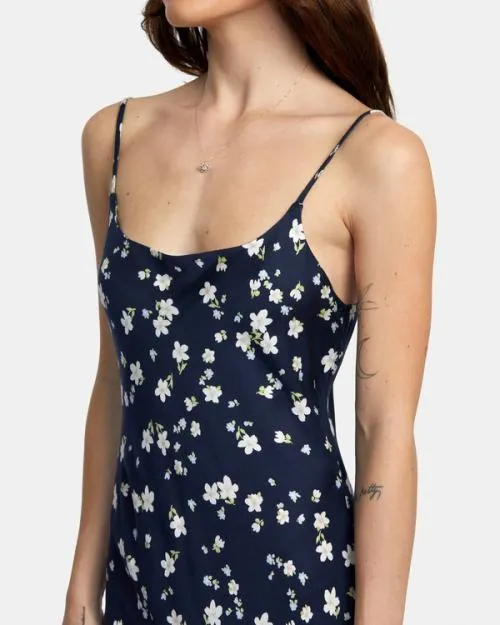 Rvca Maiden Midi Dress Moody Blue Women Dresses and Rompers