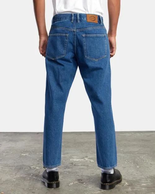 Rvca New Dawn Straight Fit Denim Jeans Blue Collar Men Denim