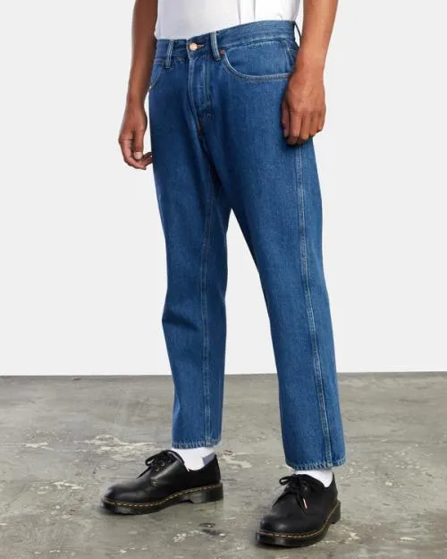 Rvca New Dawn Straight Fit Denim Jeans Blue Collar Men Denim