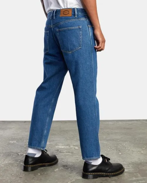 Rvca New Dawn Straight Fit Denim Jeans Blue Collar Men Denim