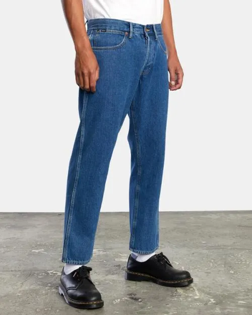 Rvca New Dawn Straight Fit Denim Jeans Blue Collar Men Denim