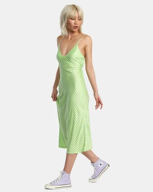 Rvca Oh Lord Midi Dress Green Flash Women Dresses and Rompers