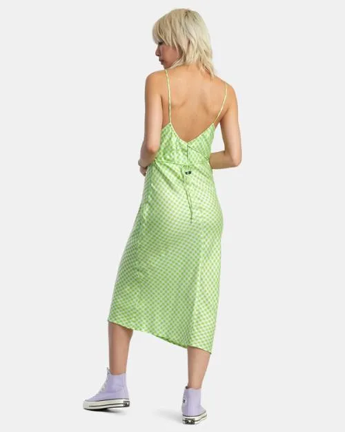 Rvca Oh Lord Midi Dress Green Flash Women Dresses and Rompers