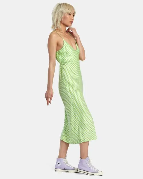 Rvca Oh Lord Midi Dress Green Flash Women Dresses and Rompers