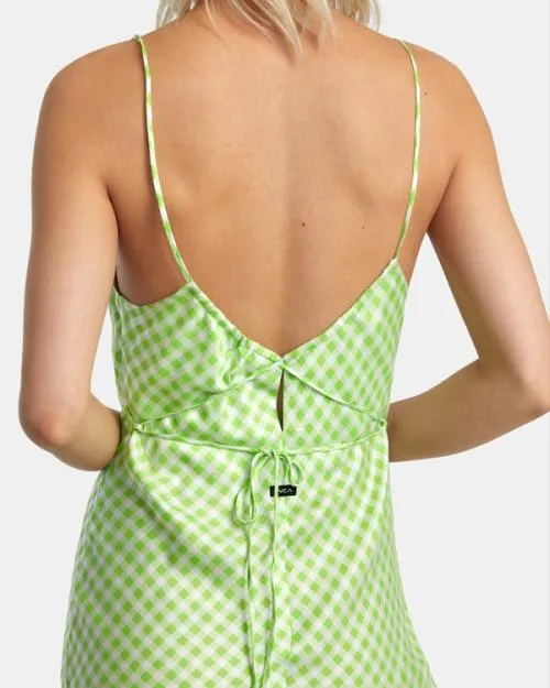 Rvca Oh Lord Midi Dress Green Flash Women Dresses and Rompers