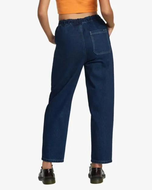 Rvca Scrunchie Denim Pants Dark Indigo Women Pants