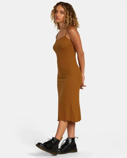 Rvca Slink Midi Dress Sienna Women Dresses and Rompers