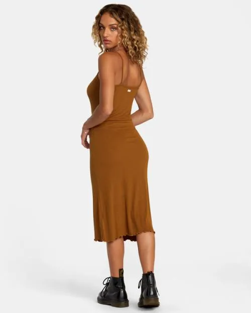 Rvca Slink Midi Dress Sienna Women Dresses and Rompers