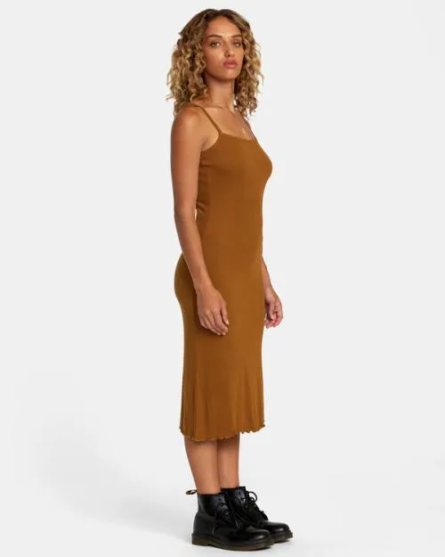 Rvca Slink Midi Dress Sienna Women Dresses and Rompers