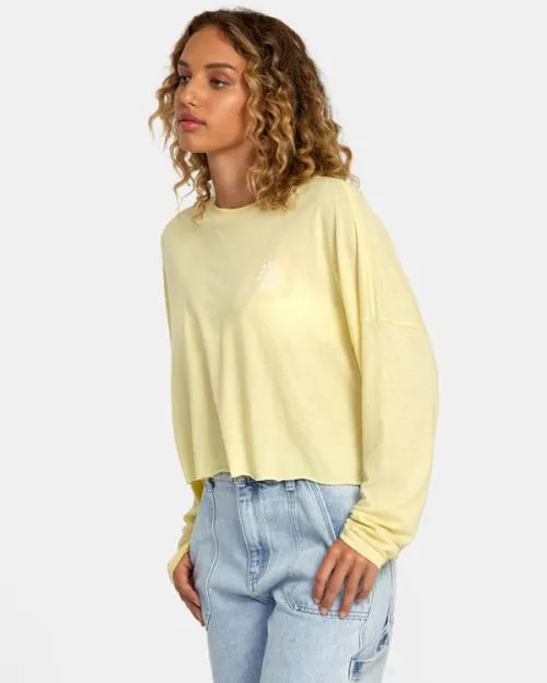 Rvca Sol Long Sleeve Tee Golden Women Tees and Tanks