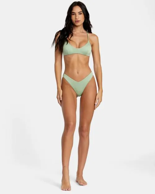 Rvca Solid Lurex Crossback Bikini Top Seafoam Women Bikini Tops
