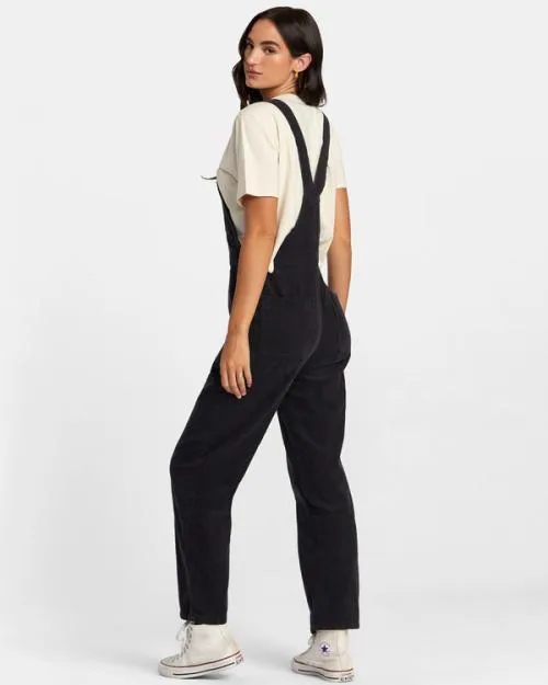 Rvca Succession Overall Corduroy Overalls Rvca Black Women Pants