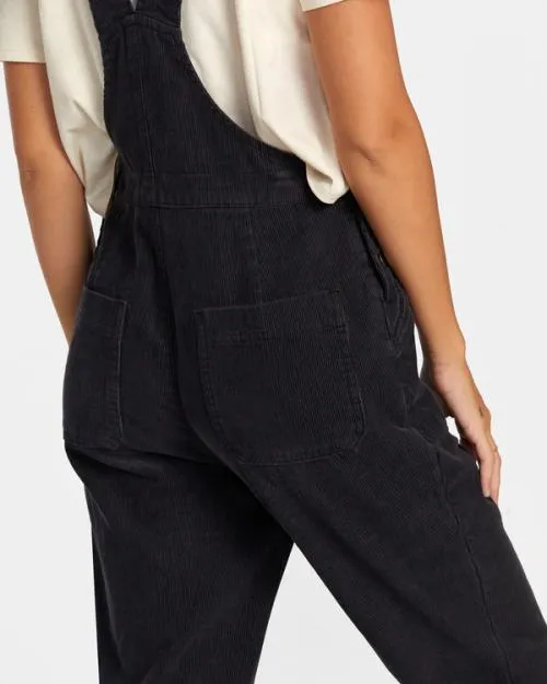 Rvca Succession Overall Corduroy Overalls Rvca Black Women Pants