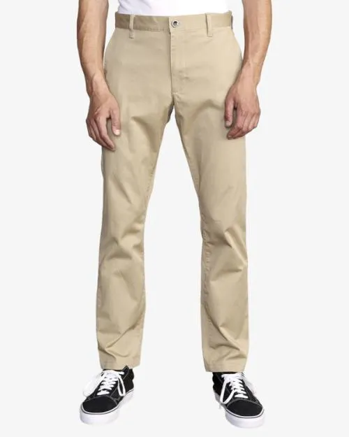 Rvca The Weekend Stretch Straight Fit Pants Khaki Men Pants