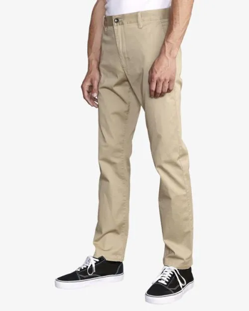 Rvca The Weekend Stretch Straight Fit Pants Khaki Men Pants