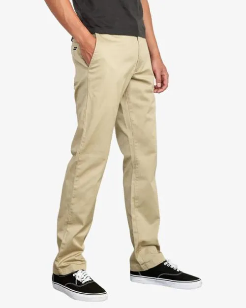 Rvca The Weekend Stretch Straight Fit Pants Khaki Men Pants