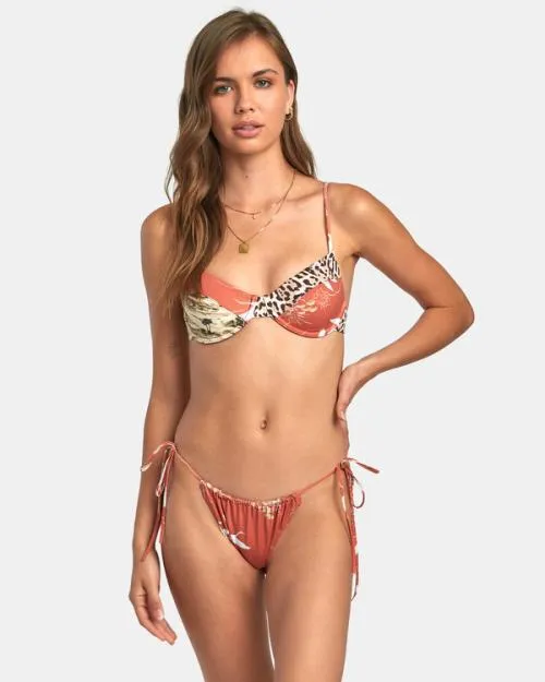 Rvca Tossed Slide Tie Reversible Medium Bikini Bottoms Multi Women Bikini Bottoms