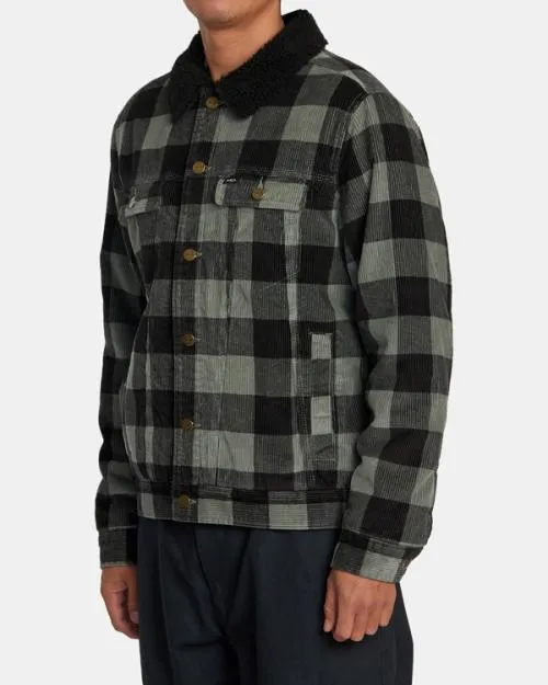 Rvca Waylon Corduroy Trucker Jacket Aloe Men Jackets