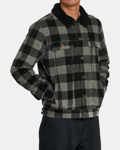 Rvca Waylon Corduroy Trucker Jacket Aloe Men Jackets