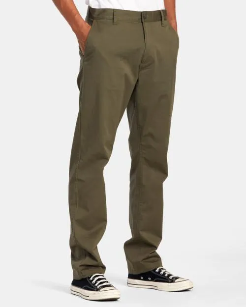 Rvca Weekend Stretch Chino Pants Olive Men Pants