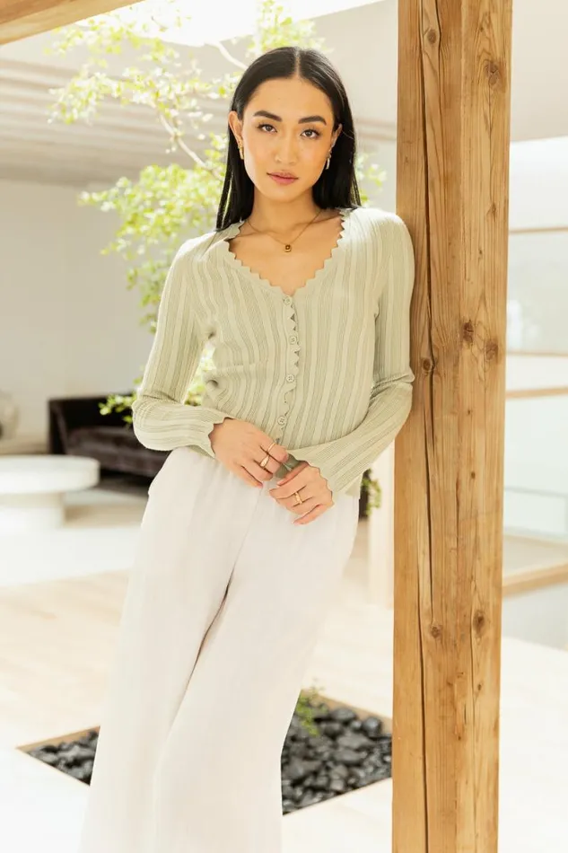 Rylee Cardigan Green Women Bohme Tops