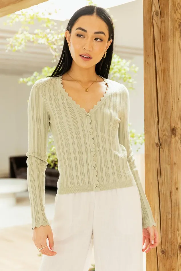 Rylee Cardigan Green Women Bohme Tops