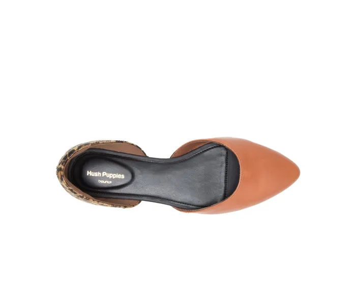 Sadie D8217Orsay Tan Leathercheetah Flats and SlipOns Hush Puppies Women