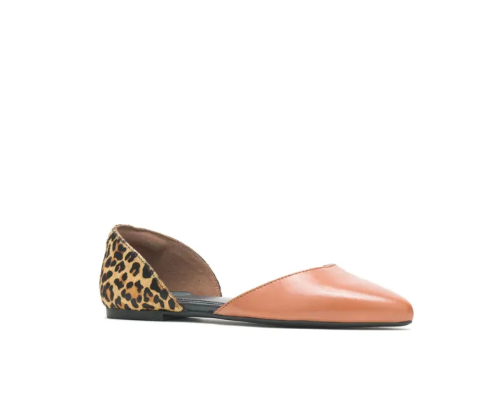 Sadie D8217Orsay Tan Leathercheetah Flats and SlipOns Hush Puppies Women