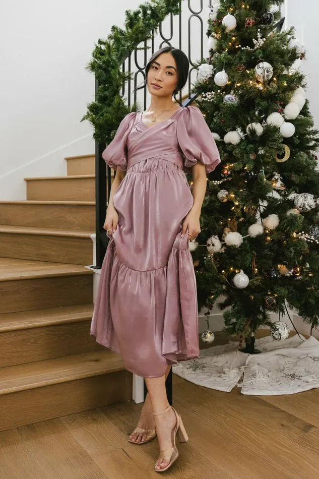 Samara Puff Sleeve Dress In Mauve Mauve Women Bohme Dresses