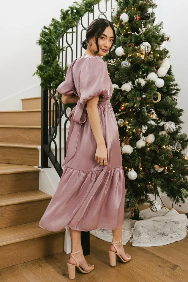 Samara Puff Sleeve Dress In Mauve Mauve Women Bohme Dresses