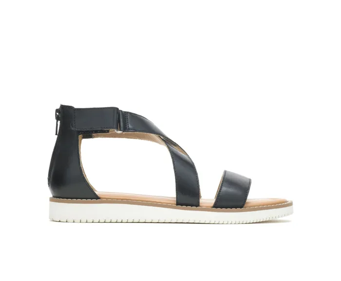 Sandals Women Hush Puppies Briard X Back Zip Black Leather