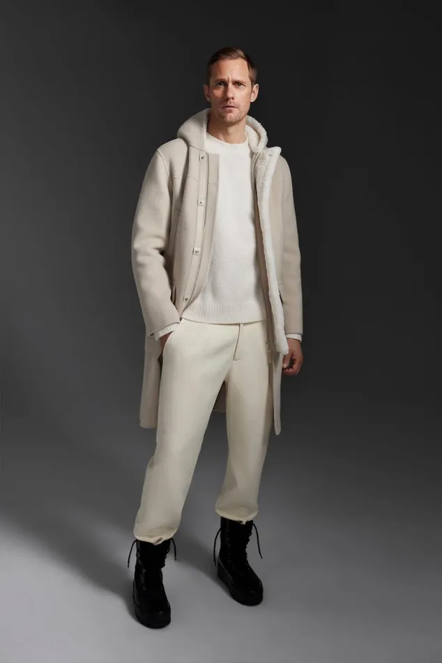 Shearling Jackets Men Mackage ABRAHAM Heavy Double Face Wool Long Hooded Coat Trenchnatural