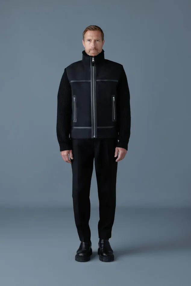 Shearling Jackets Men Mackage JONATHAN Mixedmedia Shearling Jacket Black