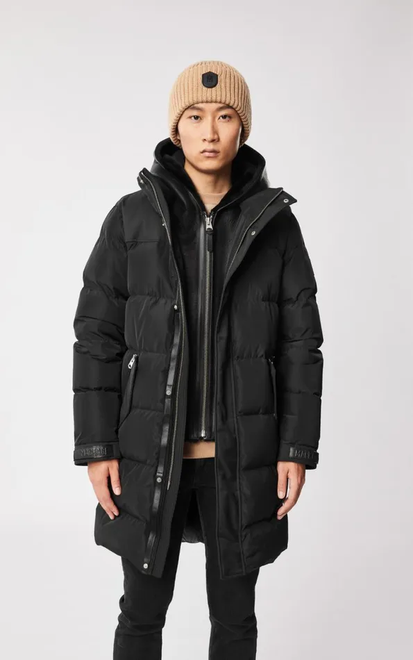 Shearling Jackets Men Mackage REYNOLD Down Coat With Removable Shearling Bib And Hood Army