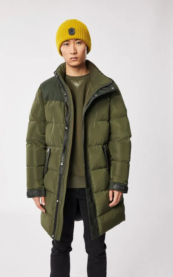 Shearling Jackets Men Mackage REYNOLD Down Coat With Removable Shearling Bib And Hood Army