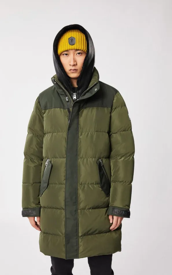 Shearling Jackets Men Mackage REYNOLD Down Coat With Removable Shearling Bib And Hood Army